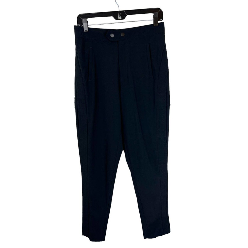 Athleta Black Uptown Ankle Pants Size 2 High Rise Cargo Womens Pockets Zip Leg